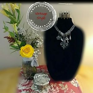 Rustic Chunky Multi-Chain and Charm Necklace